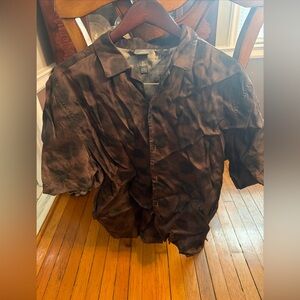 H & M Men’s Size L Brown & Black Short Sleeve Button Down Shirt